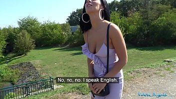 Play Sex with a brunette bitch with big tits gives her the money to have sex in nature